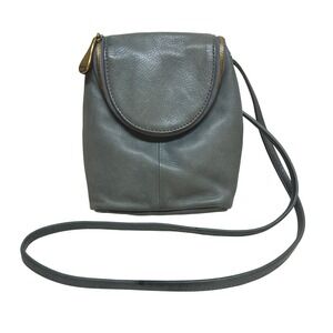 Hobo‎ Fern Saddle Bag Gray Pebble Leather Crossbody Small Shoulder Bag